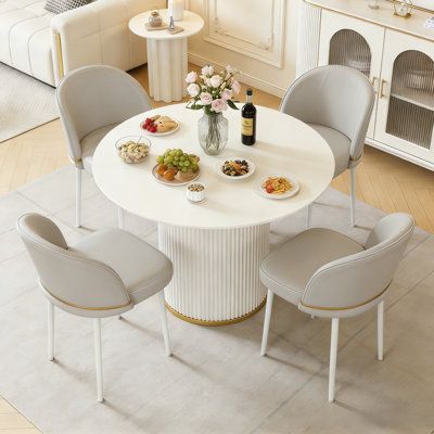 Ensemble de 4 chaises de coiffeuse rembourrées sans accoudoirs, pieds en métal antirouille, base fixe non roulante, GRIS