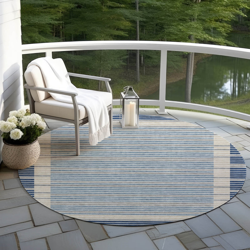 Tapis intérieur / extérieur bleu Asymira, 8 pi x 8 pi