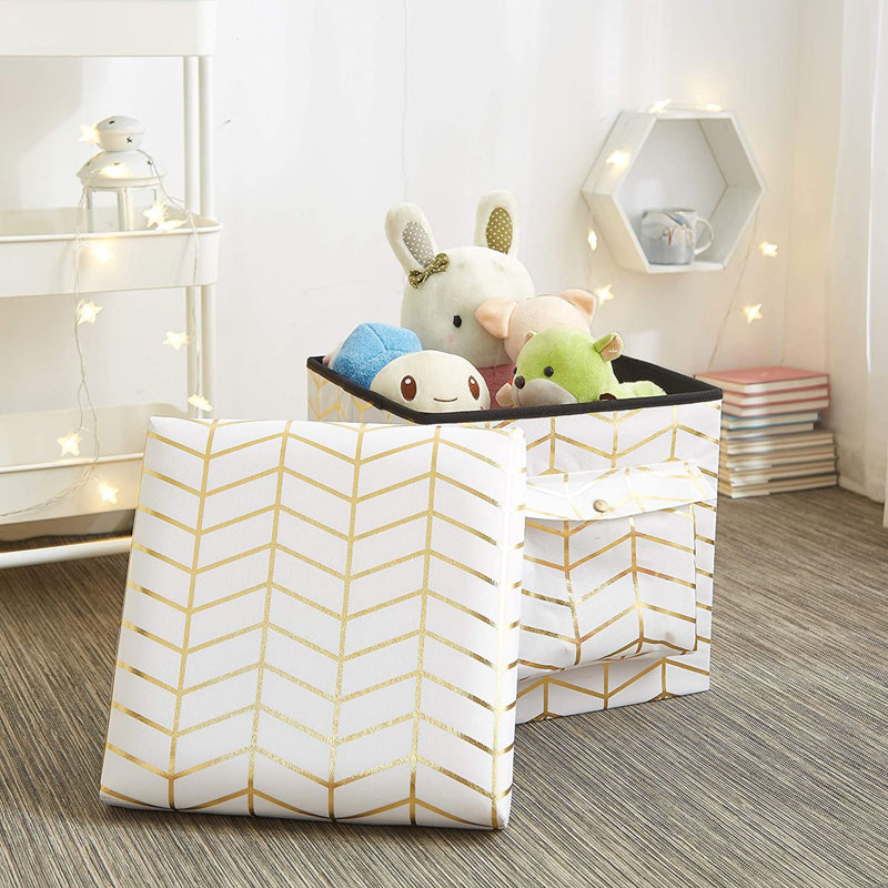 Repose-pieds large avec rangement Miel 15, Polyester doré