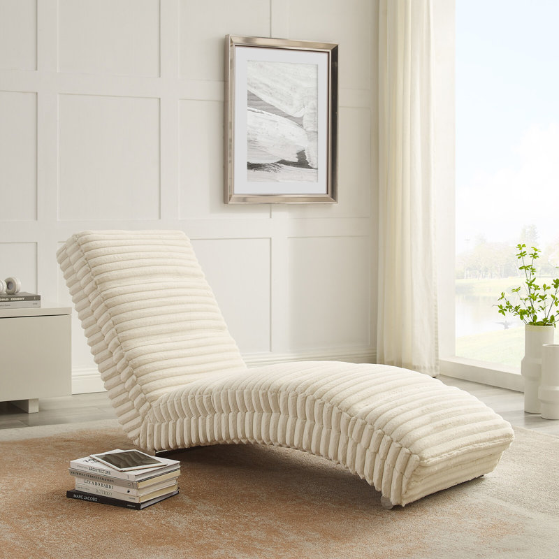 Catosha Upholstered Chaise Lounge, Catosha Beige Polyester