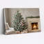 Arbre de Noël décoré avec cheminée et cadeaux, art mural sur toile-1184967689