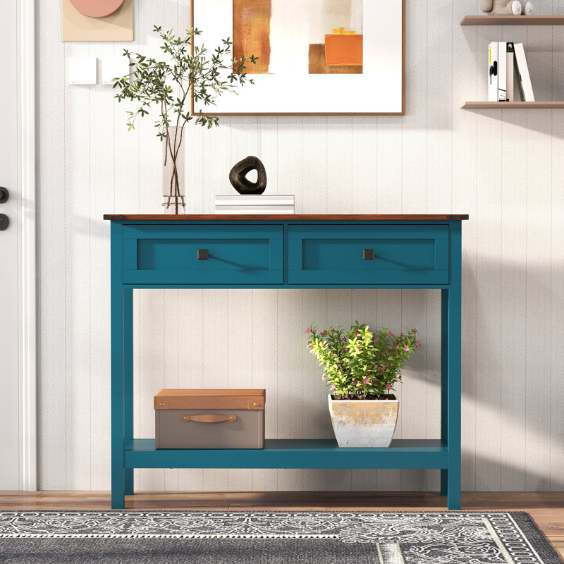 Console de style campagne avec 2 tiroirs et tablette de rangement inférieure pour le vestibule
