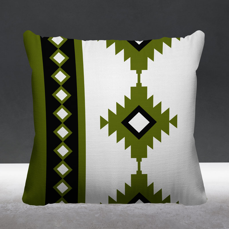 Coussin intérieur / extérieur Carlos Southwestern, L 17 po x H 17 po, Chartreuse