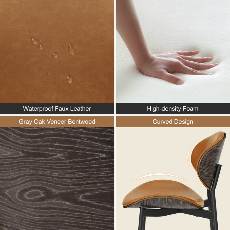 46cm H Upholstered Metal Side Chair, Brown
