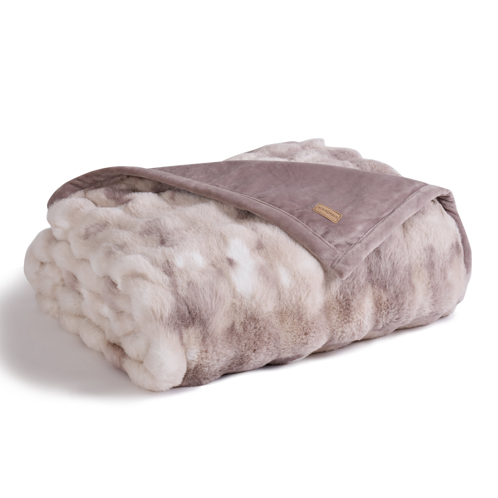 Faux Fur Weighted Throw Blanket, 80" L x 60" W, Natural Tan