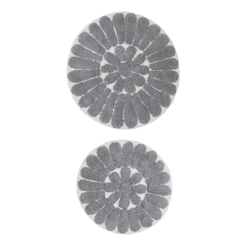 Tapis pour salle de bain Cressona, Blanc / Étain