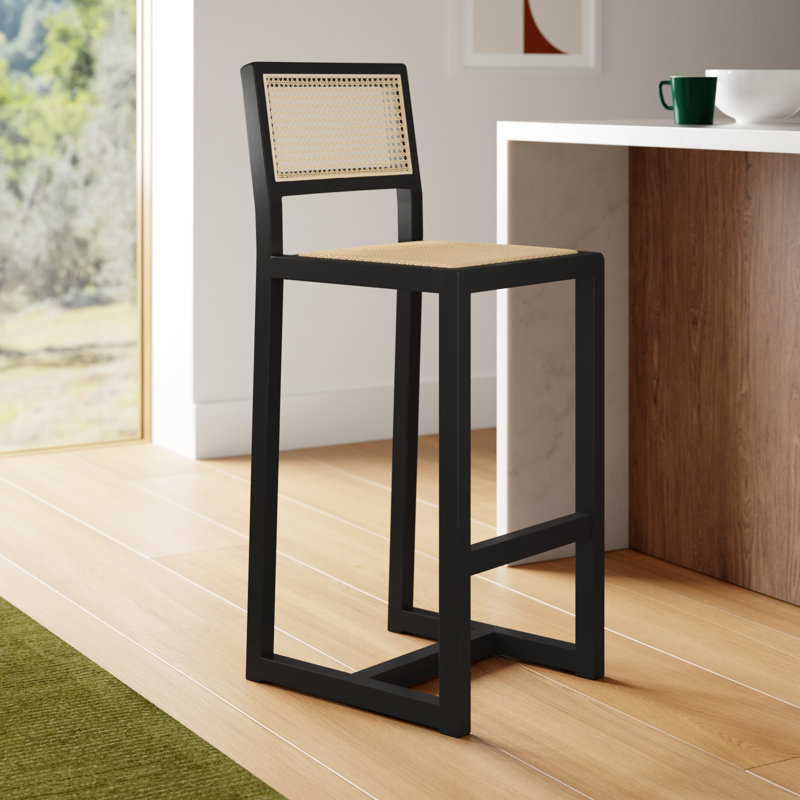 Tabouret de bar Cane, Noir / Beige, Tabouret