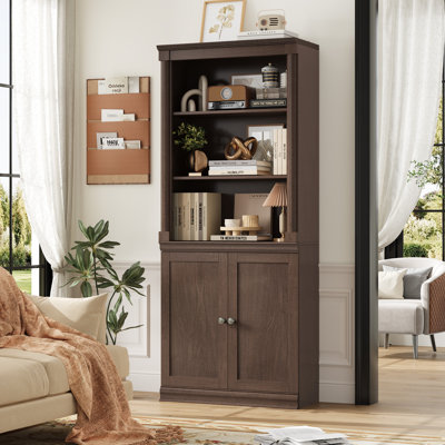 71"H Wood Standard Storage Bookcase with Cabinet