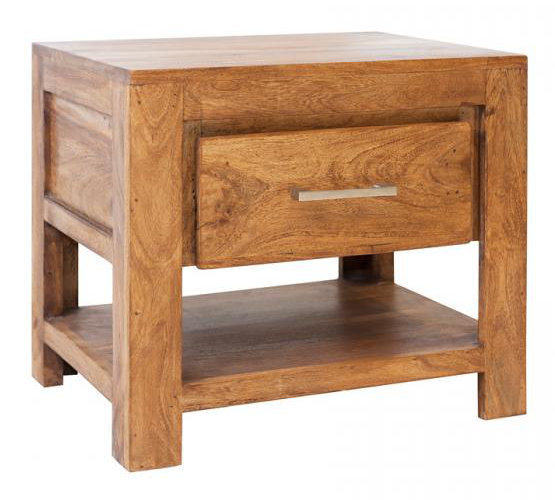 Granby 50cm W Solid Wood Bedside Table, Teak