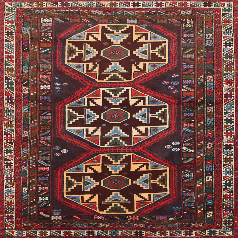 Tapis brun/beige traditionnel Voni, Carré 5 pi