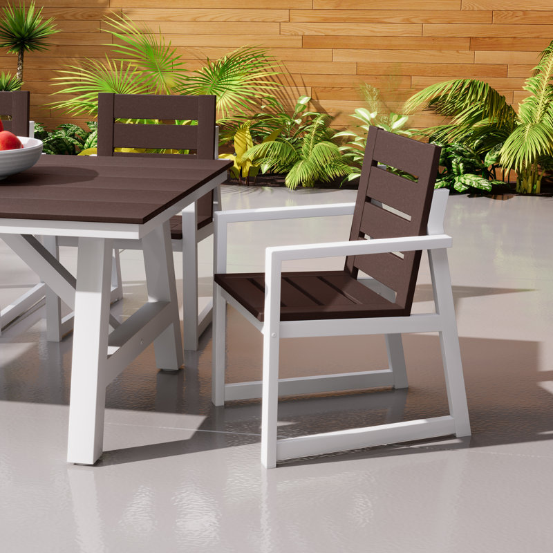 Chaise avec accoudoirs pour l'extérieur, Marron foncé