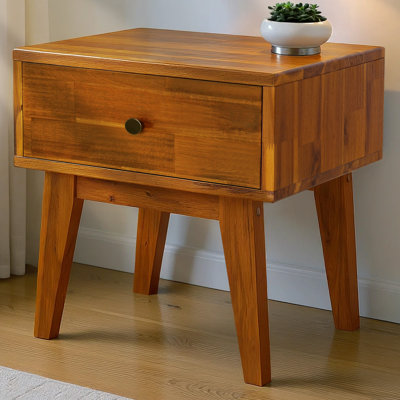 Acacia Sofia Solid Wood Nightstand with Storage Drawer