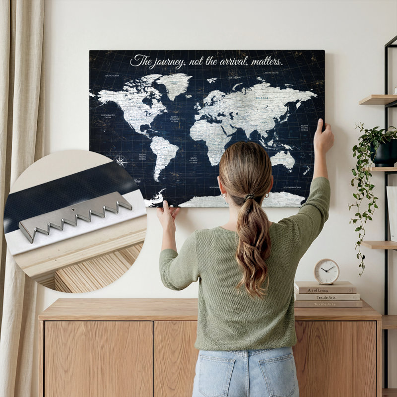 Carte du monde personnalisée «Journey I Push Pin», H 16 po x l 24 po, Oui