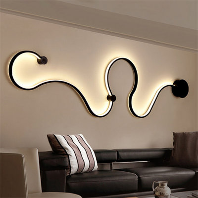 Almae 1 - Light LED Black Flush Mounted Wall Sconce Light 50" Length