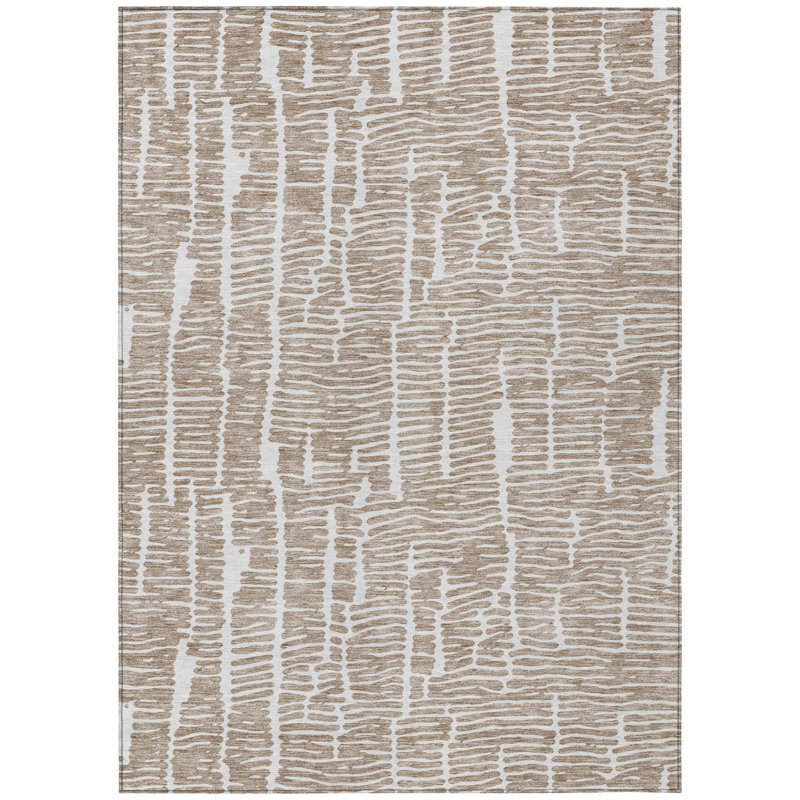 Tapis intérieur lavable abstrait 10 pi x 14 pi ivoire