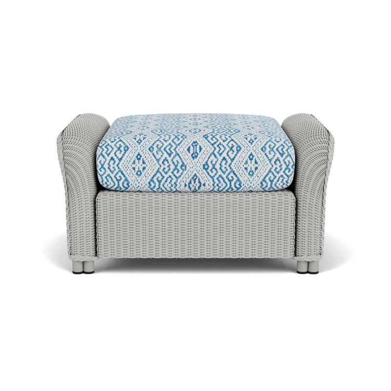 Reflections Outdoor Ottoman, White, Hickory