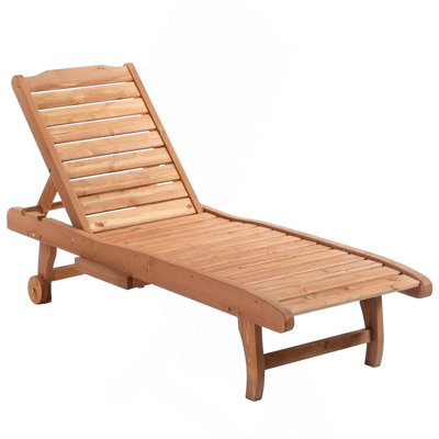 Chaise longue d'extérieur pour piscine, table intégrée, dossier inclinable pour bronzer / bronzer, roulettes, aspect bois rouge