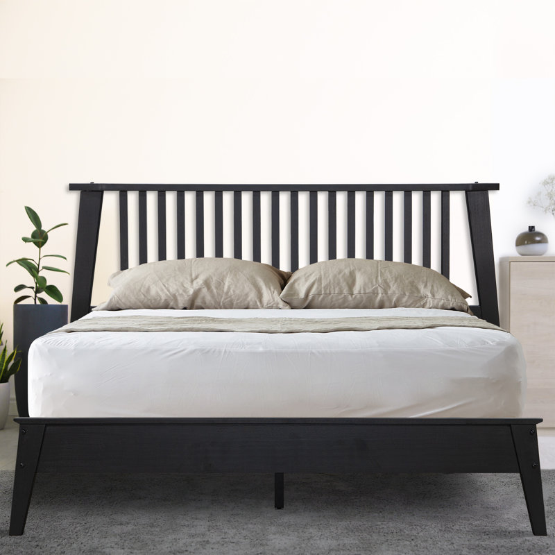 Kaylin Premium Solid Wood Platform Bed Frame with Headboard – 800 lb Capacity, No Box Spring Needed, Fits All Mattresses