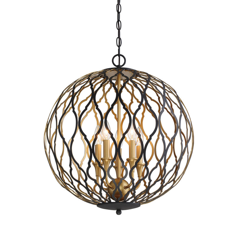 5 - Light Sand Coal/Gold Lantern Pendant