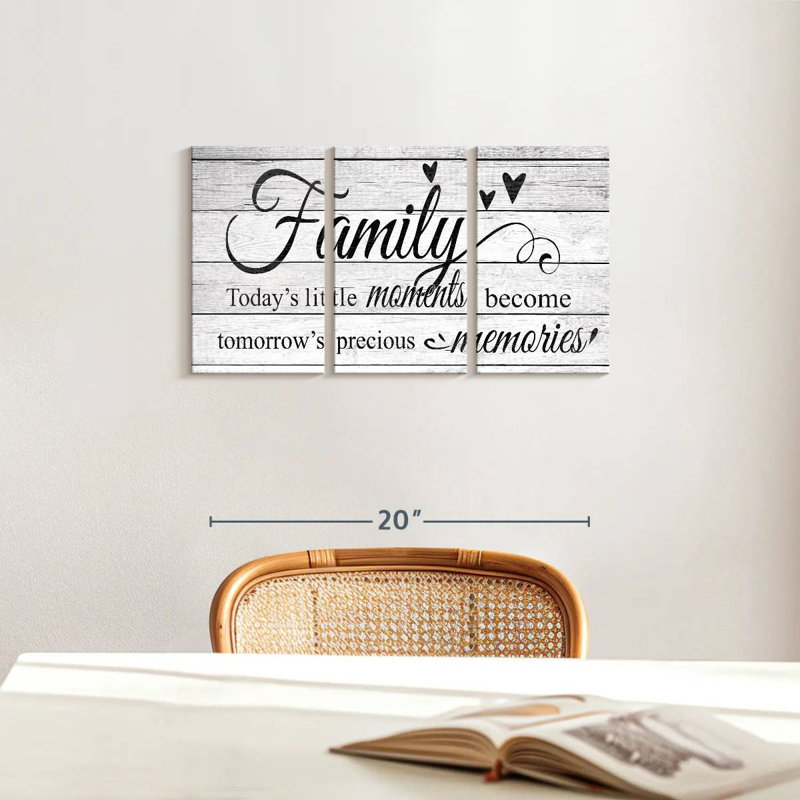 " Family Moments Typography " 3 - Pieces, 12" H x 26" W x 1" D