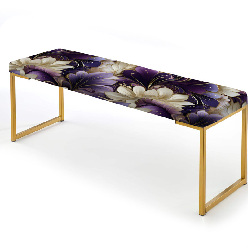 Banc rembourré or, Damask Purple And White Art Deco