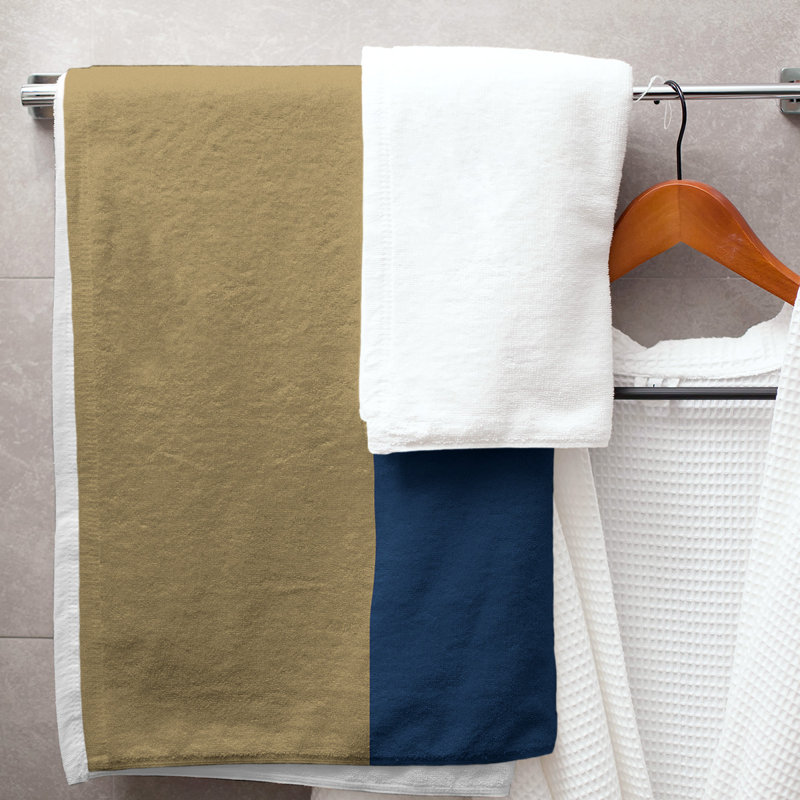 Cotton Blend Lightweight Bath Towel, Gold/Navy Blue/Gold