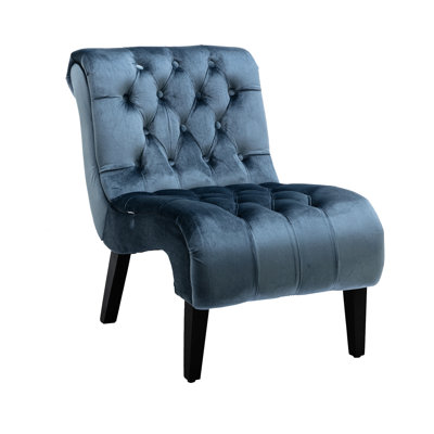 Fauteuil d'appoint en velours bleu, doux et confortable pour le salon de la chambre à coucher