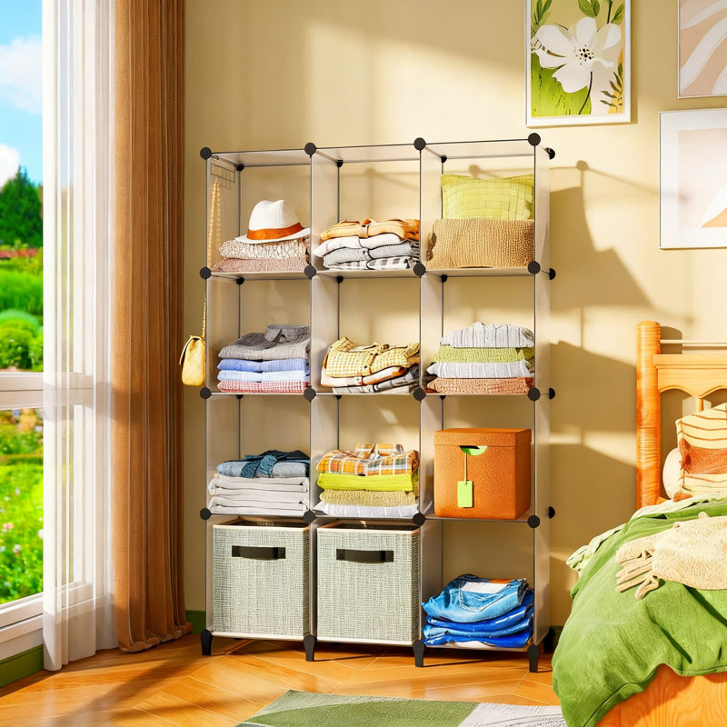 12-Cube Closet Organizer And Storage Shelf Unit, Modular Cube Storage Organizer With High Stability, For Bedroom, Office, Kids Room, Bathroom