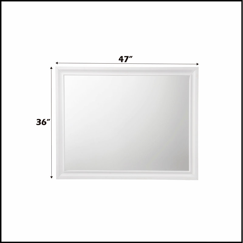 Naima Black Finish Mirror With Smooth Non-Beveled Edge And Clear Reflective Surface For Enhanced Light And Openness, Blanc