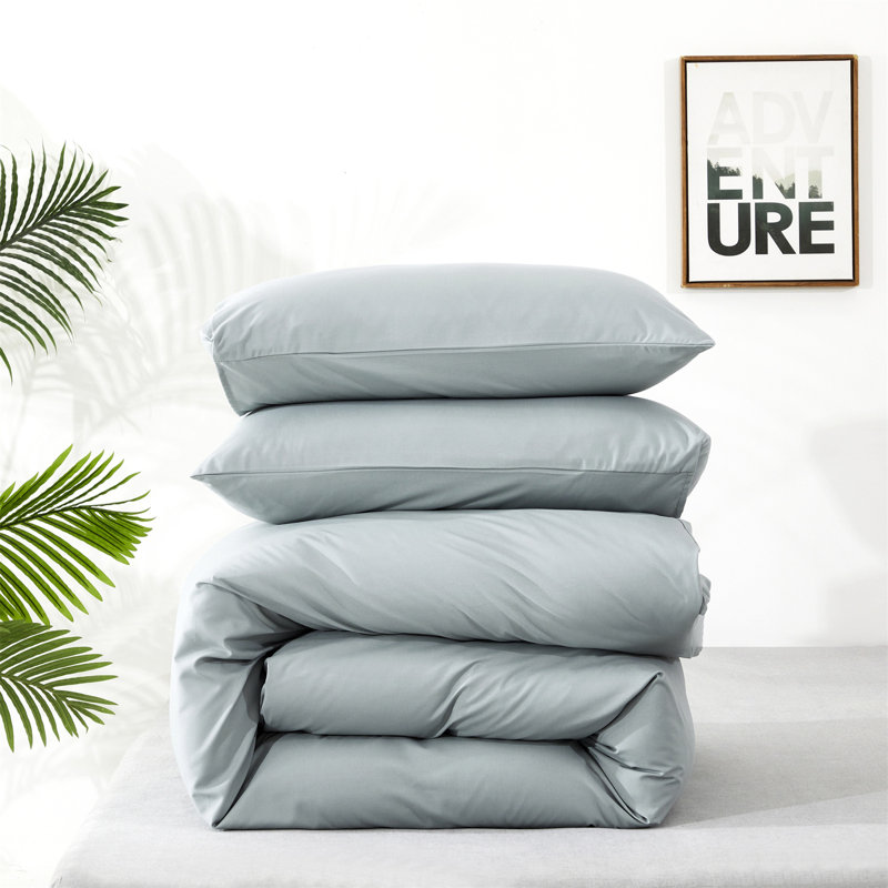 Solid Color Comforter Light Color 3 PCs Bedding Set Pure Color Bed Comforter Set, California King Comforter + 2 Pillowcases