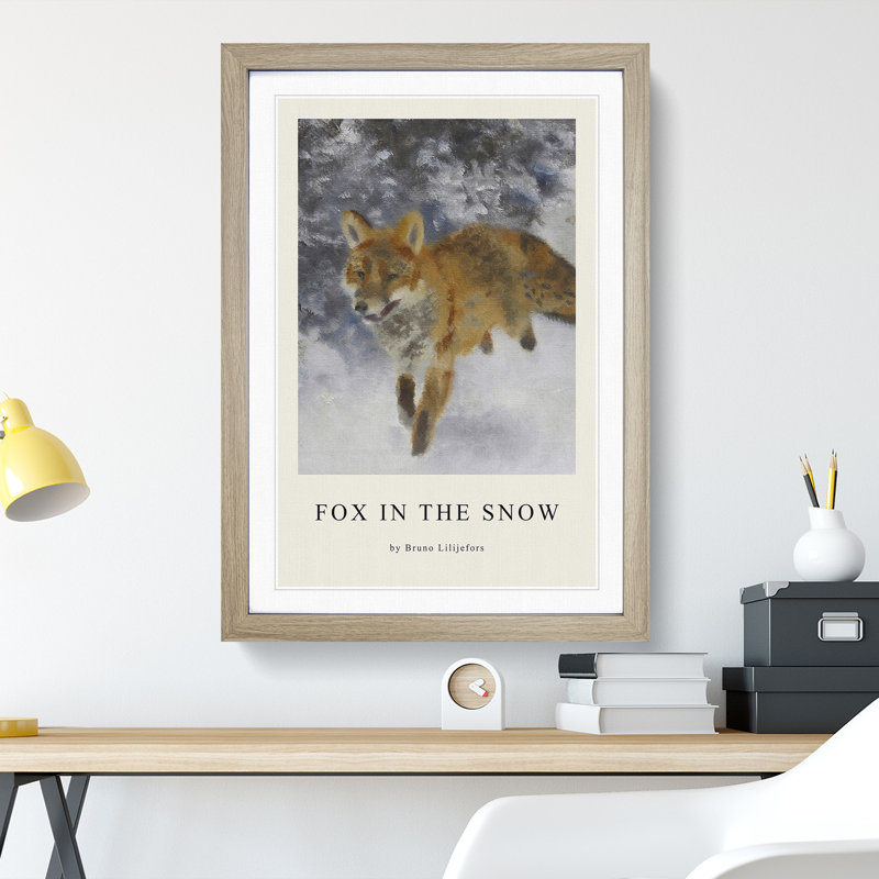 Fox in the Snow Vol.3 1 Piece Single Picture Frame Wall Art, 36cm H x 27cm W x 2cm D, Oak Framed