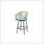 Ensemble de 4 tabourets de bar d'extérieur en osier avec accoudoirs - Bleu