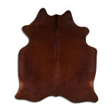 Tapis brun en peau de vache fantaisie faite à la main 6 pi x 7 pi Bhahadur