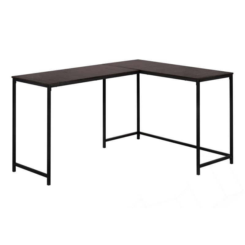 L-Shaped Corner Computer Desk With Reclaimed Wood Look Finish, Espresso/Black