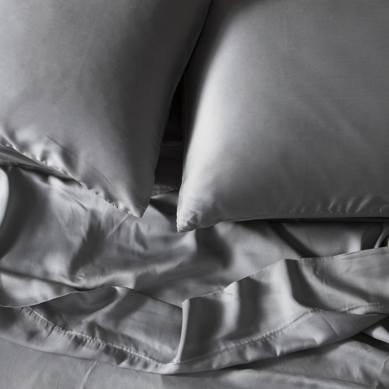 Satin Sheet Set, Sandstone, Split King Sheet Set + Fitted Sheet + 2 Pillowcase