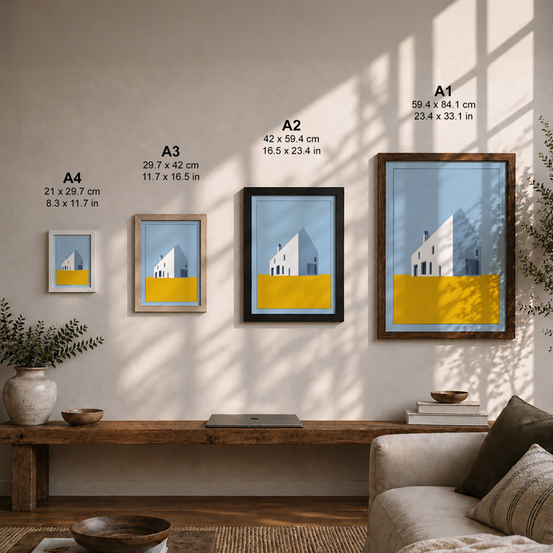 Geometric Architecture Minimalist - Framed Print, A1 - 84.1 x 59.4 cm, Oak