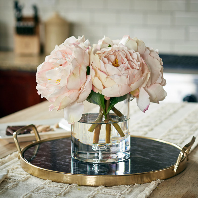 Arrangement floral pivoine dans un vase Blush Real Touch, Rosé