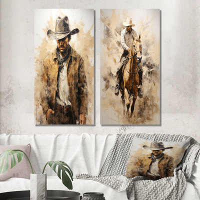 Minimalisme Cowboy, ensemble de 2 impressions sur métal Cowboys