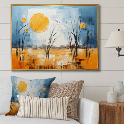 Jaune, bleu, prairies, or et ciel, sur toile
