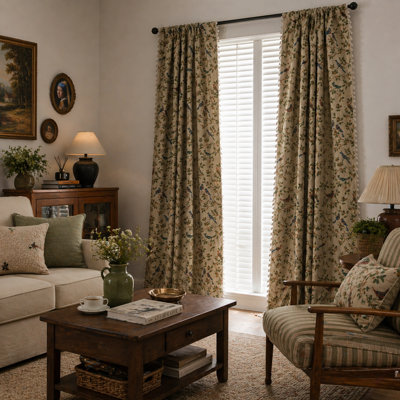 Polyester Exquiste Pattern Print Curtains 2 Panel