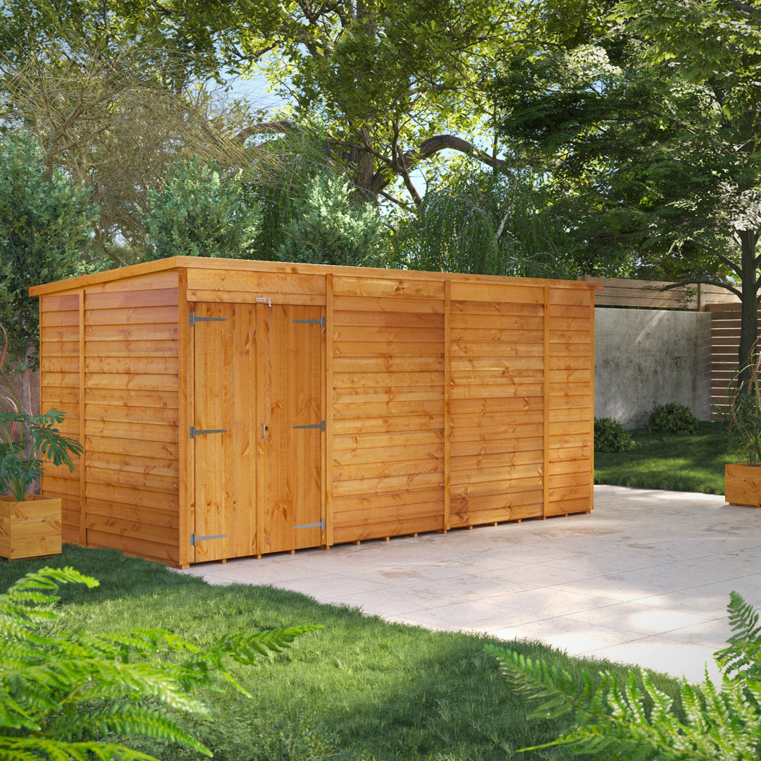 6.3 ft. W x 14.1 ft. D Solid Wood Overlap Pent Garden Shed