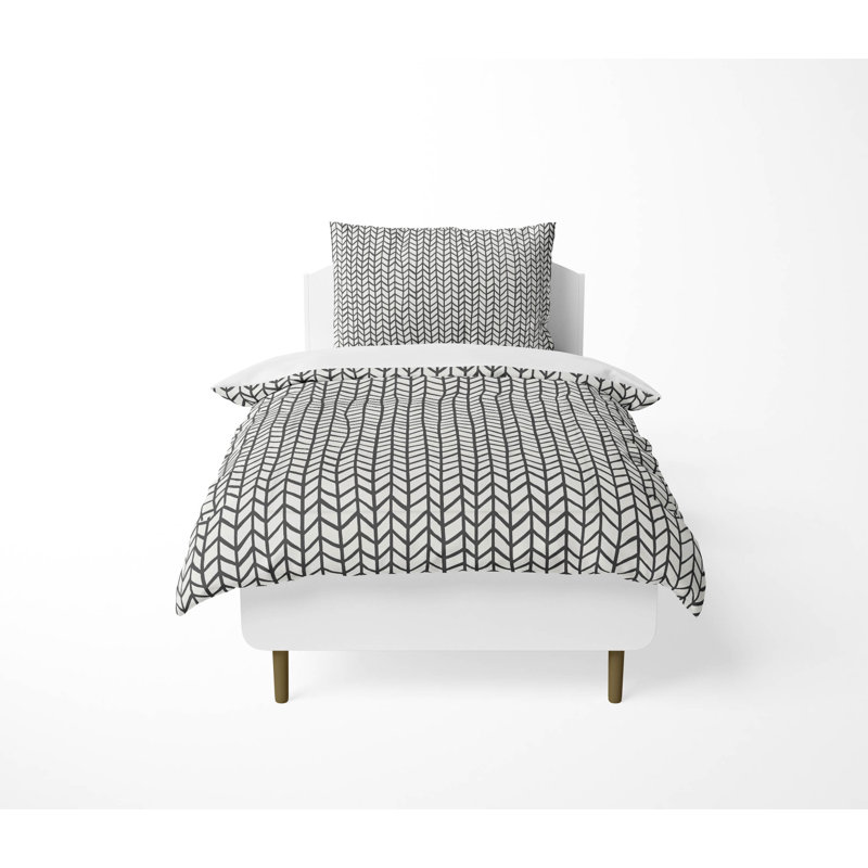 Ensemble d'édredon léger à motif de chevrons, Ivoire ivoire