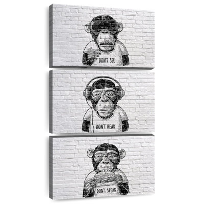 Three Wise Monkeys, ensemble de 3 pièces sur toile