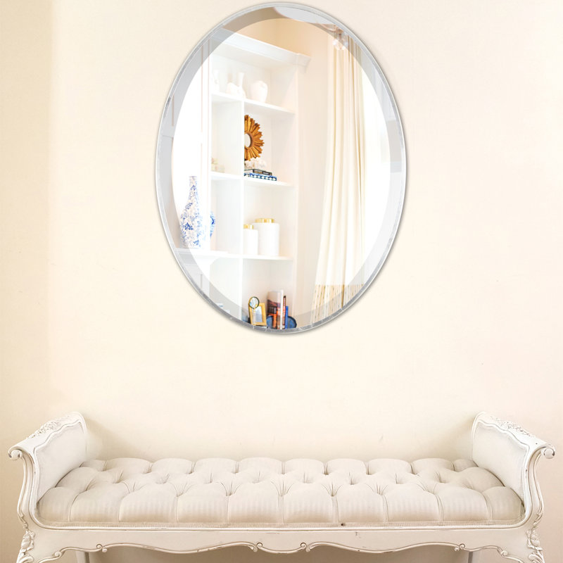 Bugarin Oval Mirror, Silver Brown Leaf, 18.62" H x 24.62" W