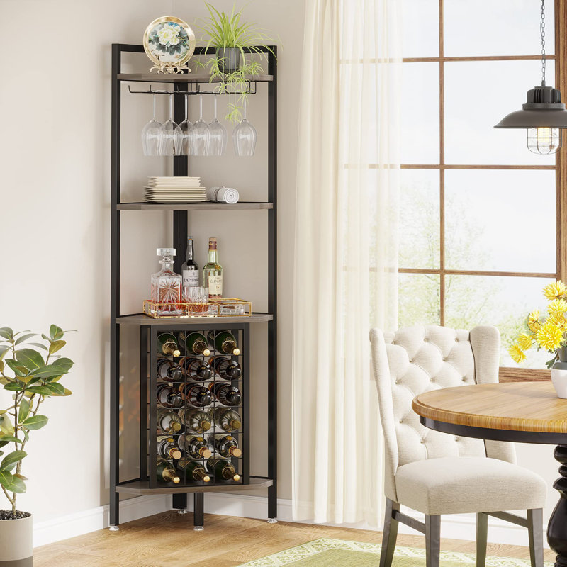 Aljawhara Wine Bottle & Glass Rack, Grey