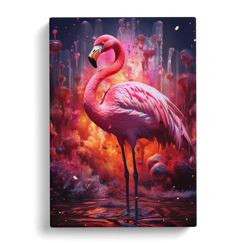 Flamingo Futurism - Wrapped Canvas, 76cm H x 50cm W x 3cm D