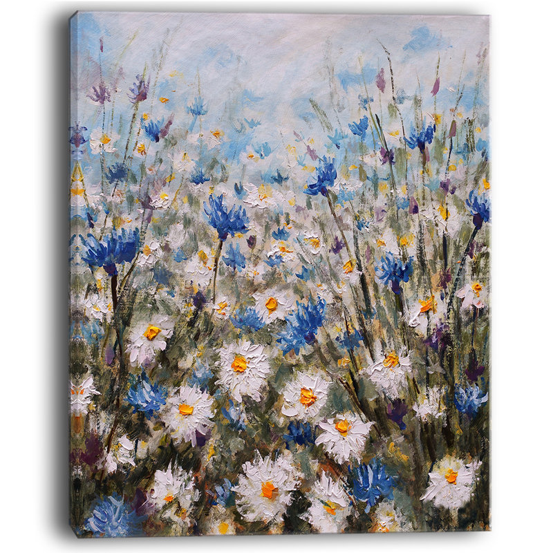 Glade of Cornflowers and Daisies - impression sur toile tendue, H 40 po x l 30 po x 1,5 po, Toile tendue