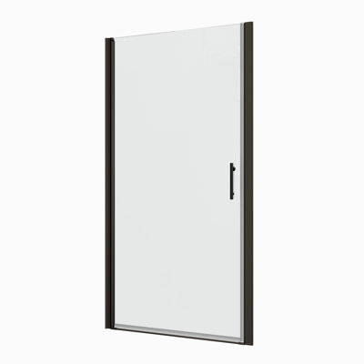 Tempered Clear Glass Pivot Shower Door - Matte Black For Bathroom With Leak 1/4"