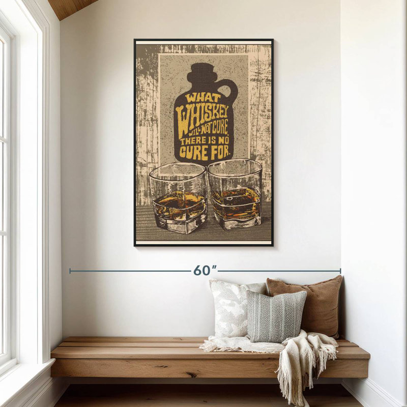 Whisky Is The Cure, 31 po x 46 po, Cadre flottant noir