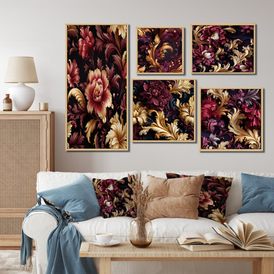 Gainsborough - Damask Canvas Art Print Set Of 5